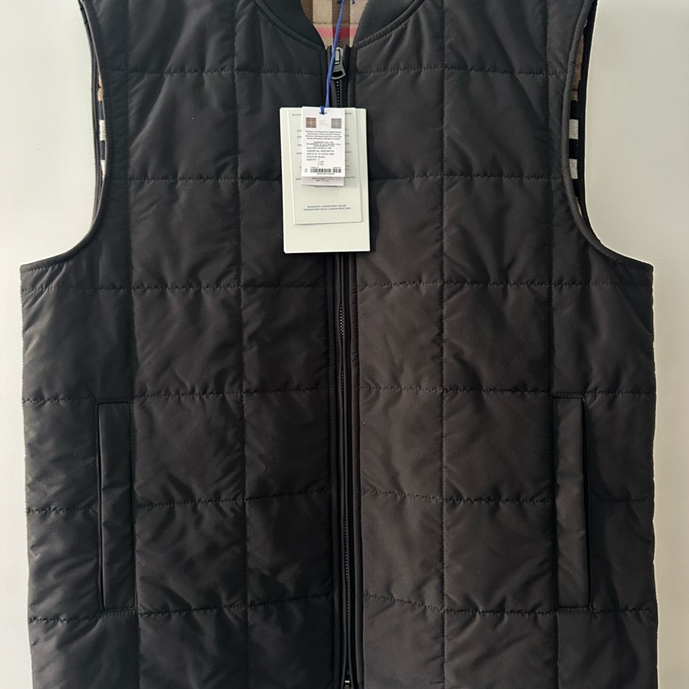 Men's Black Quilted Burberry Vest